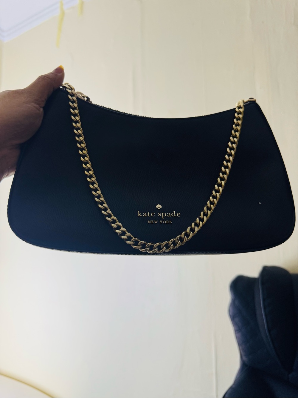 kate spade Madison Black Saffiano Chain Handle Shoulder Bag